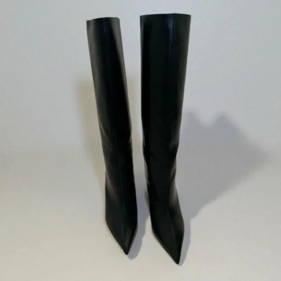 JIMMY CHOO Blake 85 logo-appliquéd leather wedge knee boots Size 36.5 - Picture 5 of 10